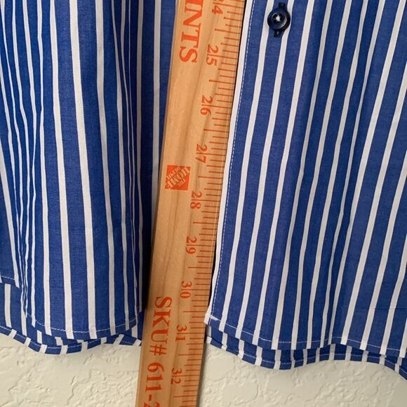 COOGI Luxe Blue White Striped Cotton Embroidered Logo Dress Shirt Size XXL - Picture 7 of 14